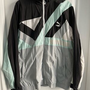 Puma x Diamond Supply Men's Black and Gray Windbreaker Jacket